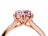 Rose gold Fancy Pink Round  Solitaire Diamond Engagement Ring with Pave Band and Six-Prong Setting_4