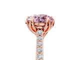 Rose gold Fancy Pink Round  Solitaire Diamond Engagement Ring with Pave Band and Six-Prong Setting_5