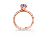 Rose gold Fancy Pink Round  Solitaire Diamond Engagement Ring with XO Engraved Band and Four-Prong Setting 4