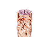 Rose gold Fancy Pink Round  Solitaire Diamond Leaf Vine Band with Prong Setting_5