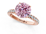 Rose gold Fancy Pink Round  Solitaire Diamond Pavé Band with Four-Prong Setting_1