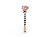 Rose gold Fancy Pink Round  Solitaire Diamond Pavé Band with Four-Prong Setting_2
