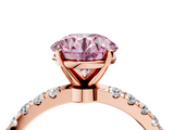 Rose gold Fancy Pink Round  Solitaire Diamond Pavé Band with Four-Prong Setting_4