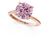Rose gold Fancy Pink Round  Solitaire Diamond Ring with 4-Prong Setting on a Classic Band_4