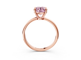 Rose gold Fancy Pink Round  Solitaire Diamond Ring with 4-Prong Setting on a Classic Band_6