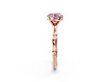Rose gold Fancy Pink Round  Solitaire Diamond Ring with Bamboo Band and Four-Prong Setting_2