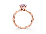 Rose gold Fancy Pink Round  Solitaire Diamond Ring with Bamboo Band and Four-Prong Setting_3