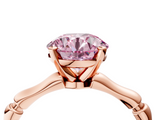 Rose gold Fancy Pink Round  Solitaire Diamond Ring with Bamboo Band and Four-Prong Setting_4