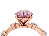 Rose gold Fancy Pink Round  Solitaire Diamond Ring with Bezel Set Side Stones and Prong Setting_4