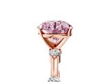 Rose gold Fancy Pink Round  Solitaire Diamond Ring with Bezel Set Side Stones and Prong Setting_5