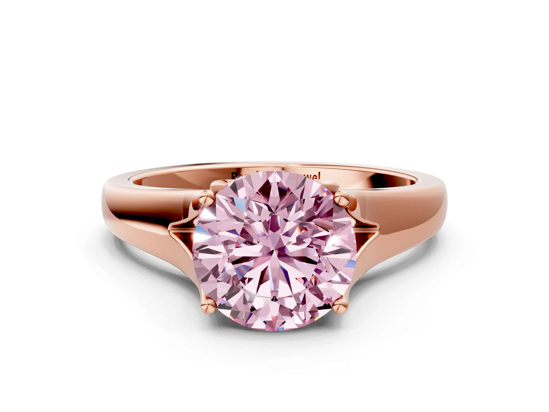 Rose gold Fancy Pink Round  Solitaire Diamond Ring with Cathedral Band and Four-Prong Setting_29