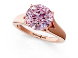 Rose gold Fancy Pink Round  Solitaire Diamond Ring with Cathedral Band and Four-Prong Setting_30