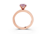Rose gold Fancy Pink Round  Solitaire Diamond Ring with Channel-Set Baguette Band and Four-Prong Setting_3