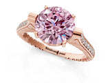 Rose gold Fancy Pink Round  Solitaire Diamond Ring with Channel Set Band and Bezel Prong Setting_57