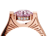 Rose gold Fancy Pink Round  Solitaire Diamond Ring with Channel Set Band and Bezel Prong Setting_60