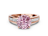 Rose gold Fancy Pink Round  Solitaire Diamond Ring with Channel-Set Band and Four-Prong Setting_3