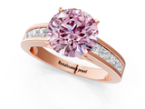 Rose gold Fancy Pink Round  Solitaire Diamond Ring with Channel-Set Band and Four-Prong Setting_4