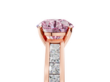 Rose gold Fancy Pink Round  Solitaire Diamond Ring with Channel-Set Band and Four-Prong Setting_8