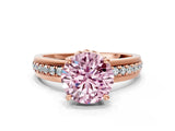 Rose gold Fancy Pink Round  Solitaire Diamond Ring with Channel Set Band and Six-Prong Setting_54