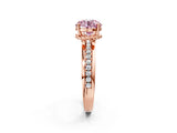 Rose gold Fancy Pink Round  Solitaire Diamond Ring with Channel Set Band and Six-Prong Setting_56