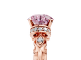 Rose gold Fancy Pink Round  Solitaire Diamond Ring with Filigree Band and Four-Prong Setting_5