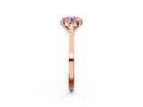 Rose gold Fancy Pink Round  Solitaire Diamond Ring with Four-Prong Setting and Tapered Band 2