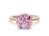 Rose gold Fancy Pink Round  Solitaire Diamond Ring with Four-Prong Setting on a Plain Band_20