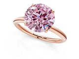 Rose gold Fancy Pink Round  Solitaire Diamond Ring with Four-Prong Setting on a Plain Band_21