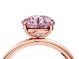 Rose gold Fancy Pink Round  Solitaire Diamond Ring with Four-Prong Setting on a Plain Band_24