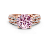 Rose gold Fancy Pink Round  Solitaire Diamond Ring with Milgrain Pavé Band and Four-Prong Setting_37