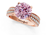 Rose gold Fancy Pink Round  Solitaire Diamond Ring with Milgrain Pavé Band and Four-Prong Setting_38