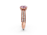 Rose gold Fancy Pink Round  Solitaire Diamond Ring with Milgrain Pavé Band and Four-Prong Setting_39