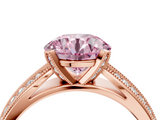 Rose gold Fancy Pink Round  Solitaire Diamond Ring with Milgrain Pavé Band and Four-Prong Setting_41