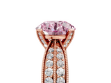 Rose gold Fancy Pink Round  Solitaire Diamond Ring with Milgrain Pavé Band and Four-Prong Setting_42