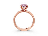 Rose gold Fancy Pink Round  Solitaire Diamond Ring with Milgrain and Black Enamel X Pattern Band_32