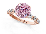 Rose gold Fancy Pink Round  Solitaire Diamond Ring with Pave Band and Four-Prong Setting_1
