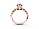 Rose gold Fancy Pink Round  Solitaire Diamond Ring with Pave Band and Four-Prong Setting_3