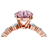 Rose gold Fancy Pink Round  Solitaire Diamond Ring with Pave Band and Four-Prong Setting_4