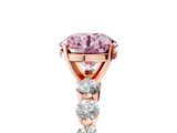Rose gold Fancy Pink Round  Solitaire Diamond Ring with Pave Band and Four-Prong Setting_5