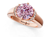 Rose gold Fancy Pink Round  Solitaire Diamond Ring with Pave Band and Six-Prong Setting_35