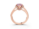 Rose gold Fancy Pink Round  Solitaire Diamond Ring with Pave Band and Six-Prong Setting_37