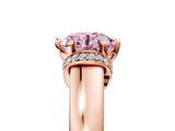 Rose gold Fancy Pink Round  Solitaire Diamond Ring with Pave Band and Six-Prong Setting_39