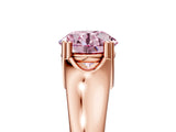 Rose gold Fancy Pink Round  Solitaire Diamond Ring with Six-Prong Cathedral Setting_37