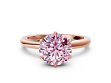 Rose gold Fancy Pink Round  Solitaire Diamond Ring with Six-Prong Setting on a Classic Band