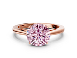 Rose gold Fancy Pink Round  Solitaire Diamond Ring with Split Shank and Four-Prong Setting