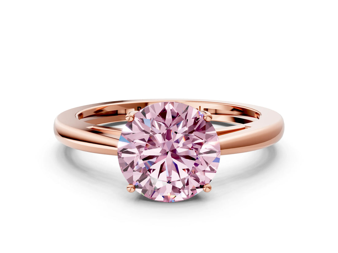 Rose gold Fancy Pink Round  Solitaire Diamond Ring with Split Shank and Four-Prong Setting_12