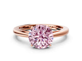 Rose gold Fancy Pink Round  Solitaire Diamond Ring with Split Shank and Four-Prong Setting_12