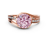 Rose gold Fancy Pink Round  Solitaire Diamond Ring with Split Shank and Prong Setting_34