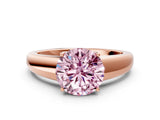 Rose gold Fancy Pink Round  Solitaire Diamond Ring with Tapered Band and Four-Prong Setting_29