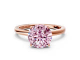 Rose gold Fancy Pink Round  Solitaire Diamond Ring with Thin Band and Four-Prong Setting